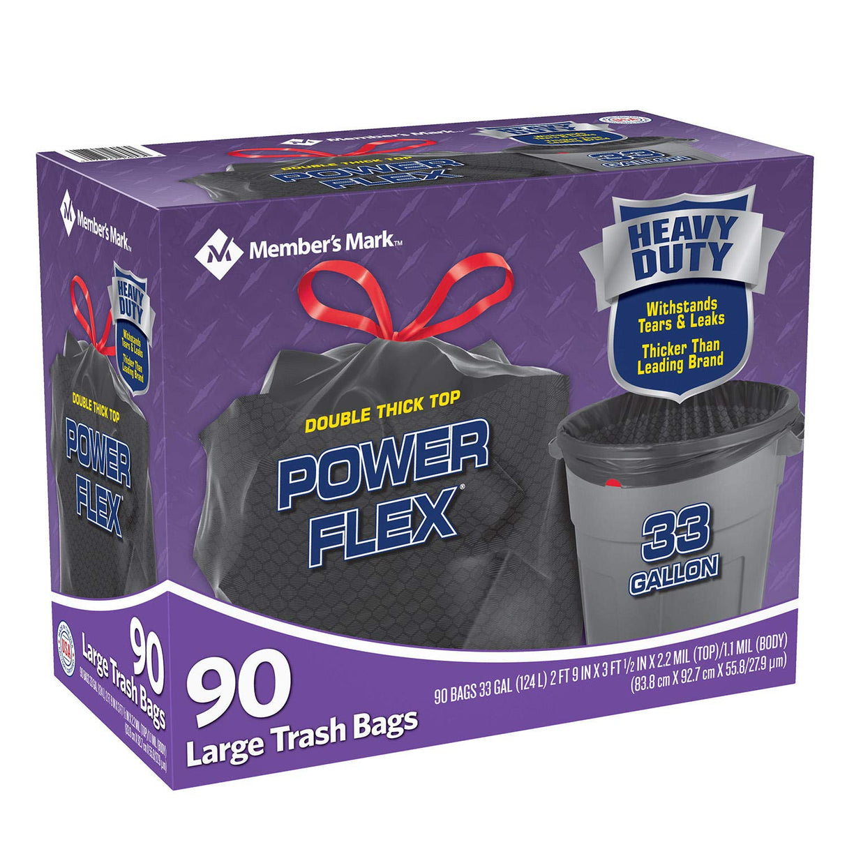 Member's Mark Power-Guard Drawstring Bags - 33 gal. - 90 Count