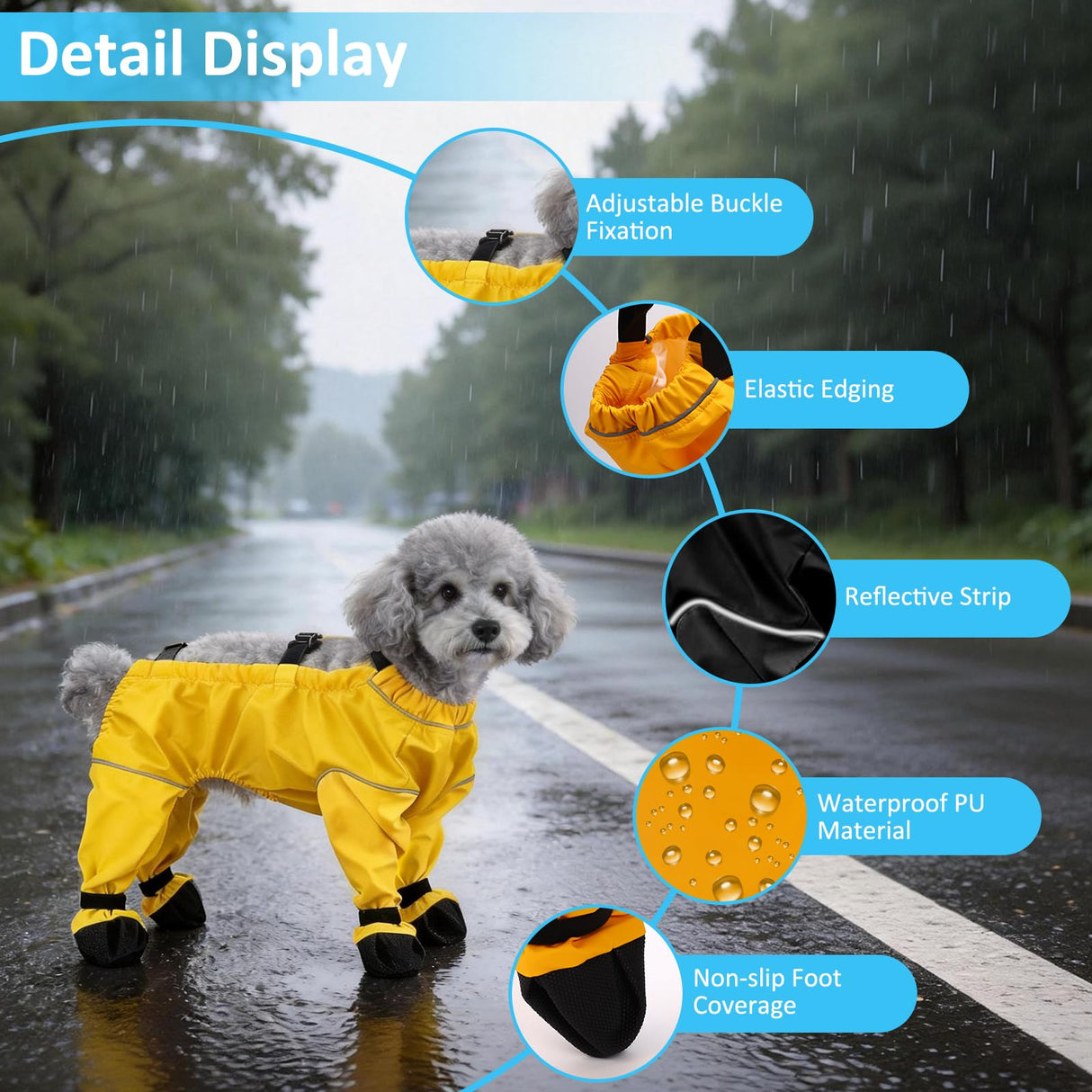 Dog Suspender Boots,Waterproof Dog Snow Boots,Adjustable Anti-Slip Rain Snow Boot for Dogs,Dirty-Proof Dogs Reflective Boot & Paw Protectors for Outdoor Walking Winter Snows Rain (Yellow, L)
