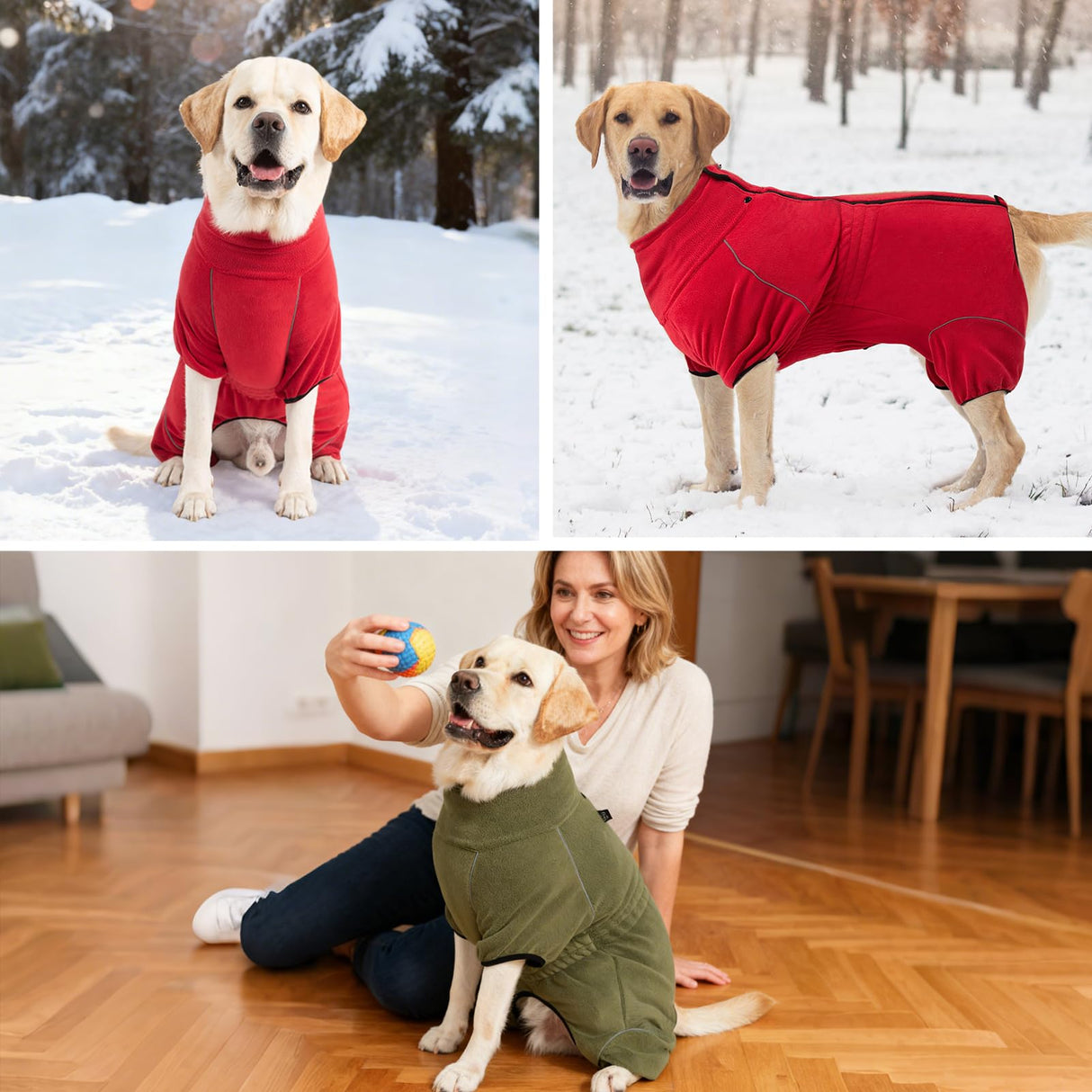 Mihachi Dog Snow Jacket Dog Coat Soft Fleece Pullover Pajamas, Pet Windproof Warm Cold Weather Jacket with Zipper, Reflective Jumpsuit Apparel Outfit Clothes for Small Dog, Army Green S