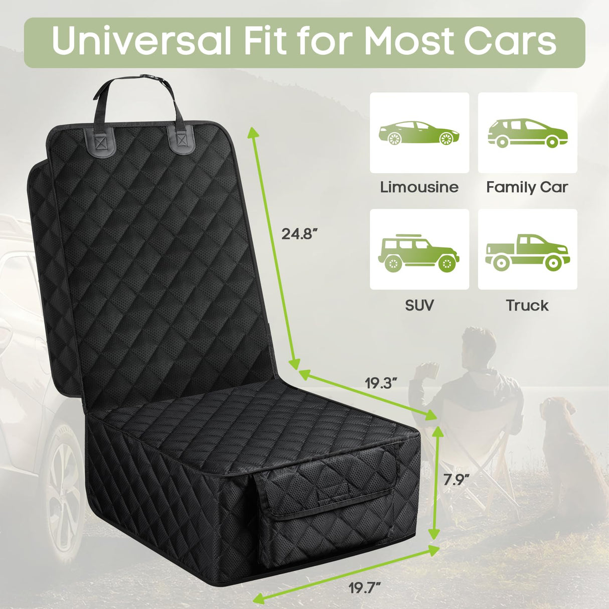Smatto Dog Car Seat Cover, 2 Pack Waterproof Pet Front Seat Car Cover, Full Protection Dog Seat Protector with Side Flaps, Universal Size for Cars, Trucks, SUVs