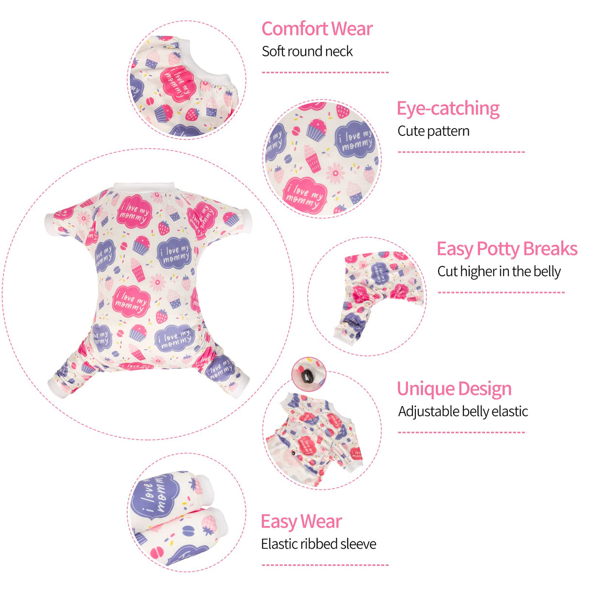 CuteBone Small Dog Pajamas Shirt Stretchy Summer Puppy Pjs Soft Cat Onesies Pet Clothes for Daily Wear DA18XL