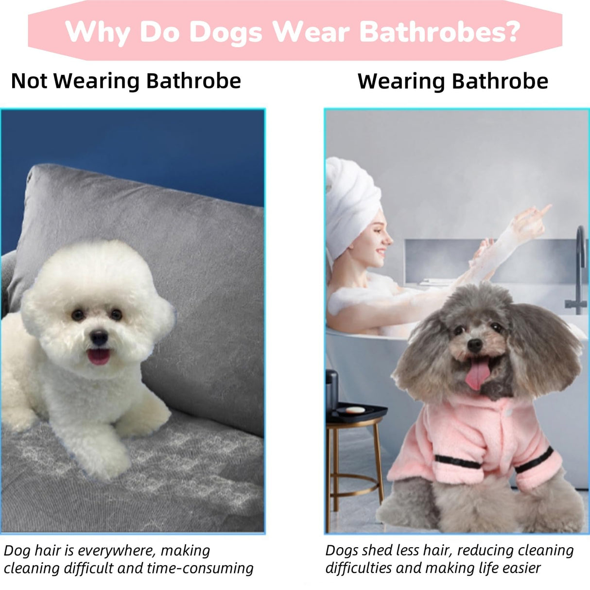 Petyoung Pet Bathrobe Dog Pajama Thickened Hooded Bathrobe Quick Drying and Super Absorbent Dog Bath Towel Soft Pet Nightwear for Puppy Small Dogs Cats
