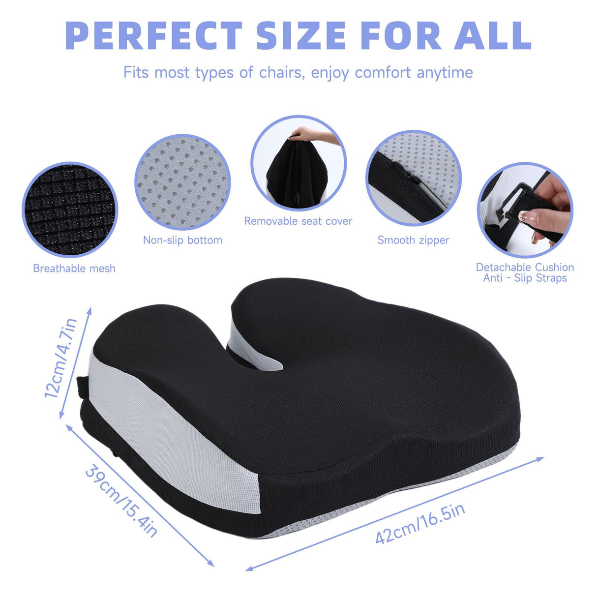 Seat Cushions for Office Chairs Wheelchair Cushion for Long Sitting Back Pain,Coccyx Cushion for Tailbone Pain Relief Cushion Office Chair Butt Pillow,Memory Foam Seat Car Computer Desk Chair Cushion