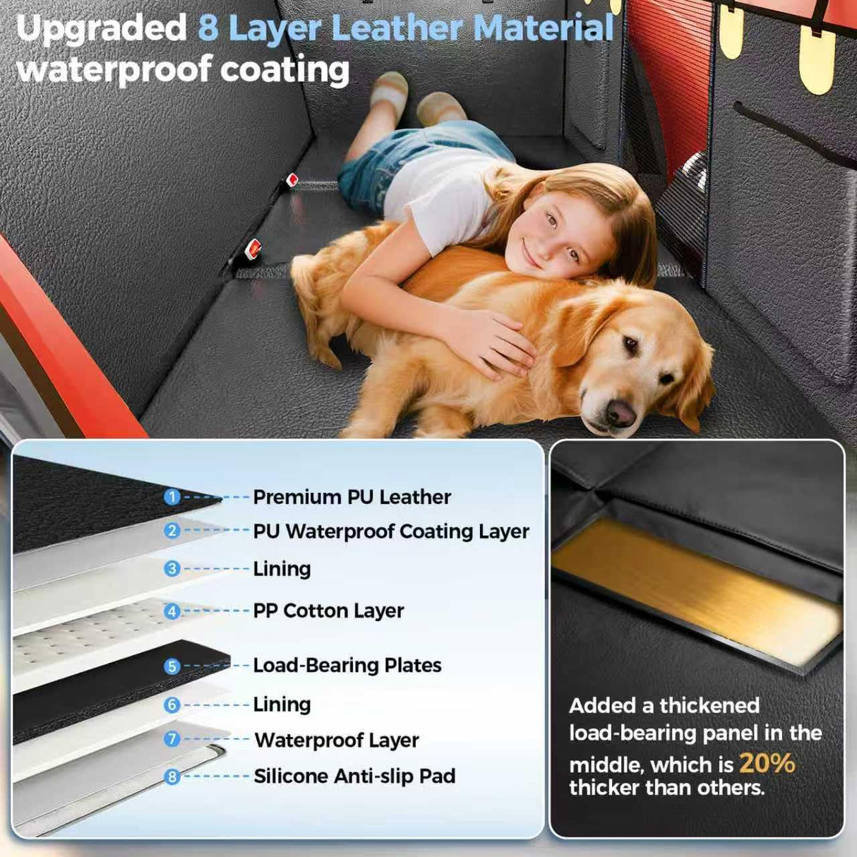 2026 Upgraded Dog Car Seat Cover for Back Seat with Hard Bottom Car Seat Cover for Dogs, Waterproof Pet Seat Protector, Non-Slip Scratch-Resistant Surface, Supports 500lbs, Easy to Clean and Install