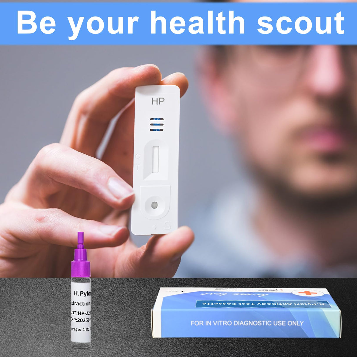 Helicobacter Pylori Stool 2 Test Kits, H. Pylori,h. Pylori Stool (Antigen)10-15 Minutes of Quick Home Testing, The Result is Highly Accurate, Easy to Read and use
