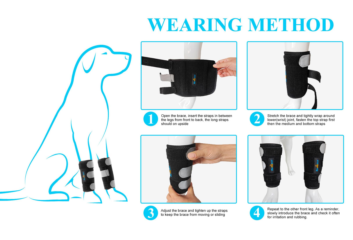 Bawektrl Dog Leg Brace for Front Hock Joint,Carpal Wrist Brace for Dogs Prevents Injuries Sprains Helps with Loss of Stability Caused by Arthritis, Keep Joint Warm, Reduces Pain Inflammation
