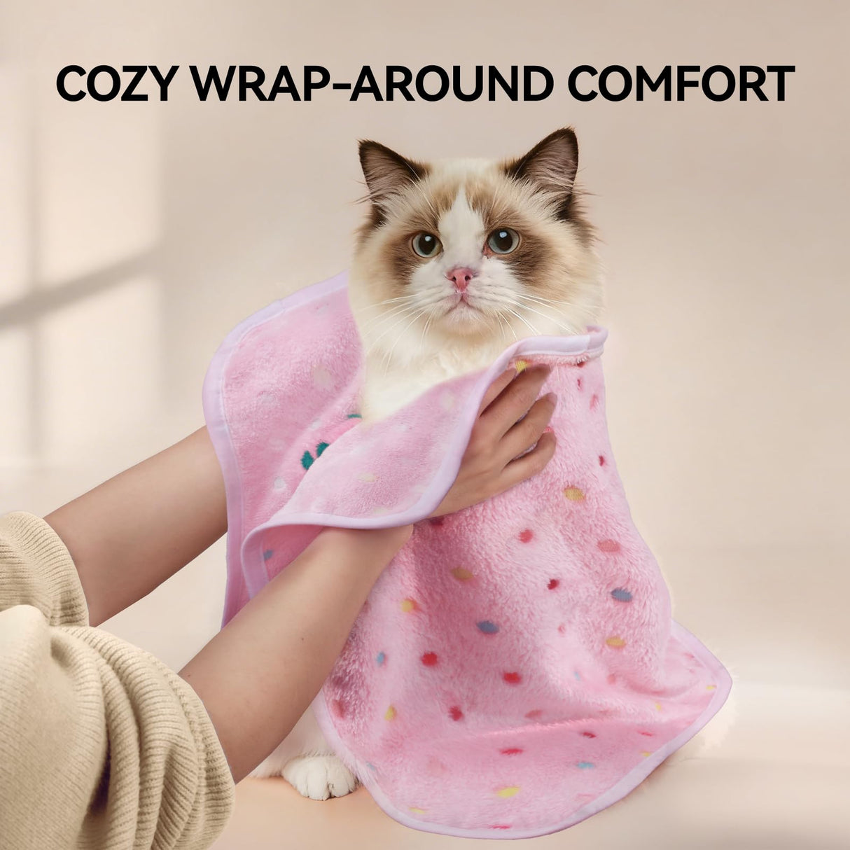 LINENLUX 1 Pack 3 Blankets Super Soft Fluffy Premium Fleece Dog Blankets for Puppy Cat Pet Blanket Flannel Throw Warm Sleep Polka Dot 40x31 inches