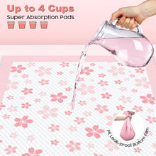 Load image into Gallery viewer, MIZOK Puppy Pads 22"x 22" with Leak-Proof Quick-Dry Design Pee Pads for Dogs Potty Training, 6-Layer Standard Absorbency Dog Pee Pads Regular Size, Pink Cherry Blossom Pattern (50 Counts)