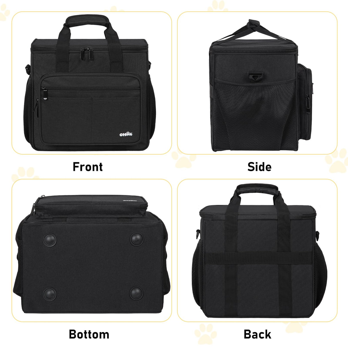 GMAK Large Pet Grooming Bag, Dog Grooming Tote Bags Supplies Organizer Case Pets Tools Organizer Tote for Dog Cat Grooming Tool Kit and Accessories, Black(Bag Only)