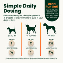 Load image into Gallery viewer, VetriScience Extra Strength Healthy Hip & Joint Chewable Tablets, GlycoFlex Glucosamine and Green-Lipped Mussel Joint Support Supplement for Dogs, Soothe Joint Discomfort, Chicken, 120 Count