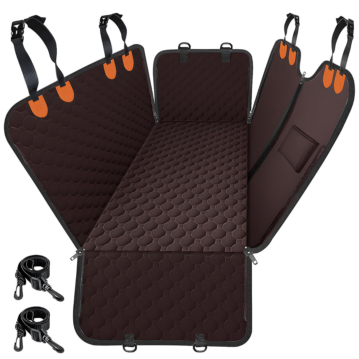 Mancro Dog Car Seat Cover for Back Seat, 2025 Upgraded 600D Heavy Duty Waterproof & Scratch-Resistant Dog Hammock for Car, Back Seat Pet Cover for Dogs with Sedan, Trucks and SUVs, Standard, Brown