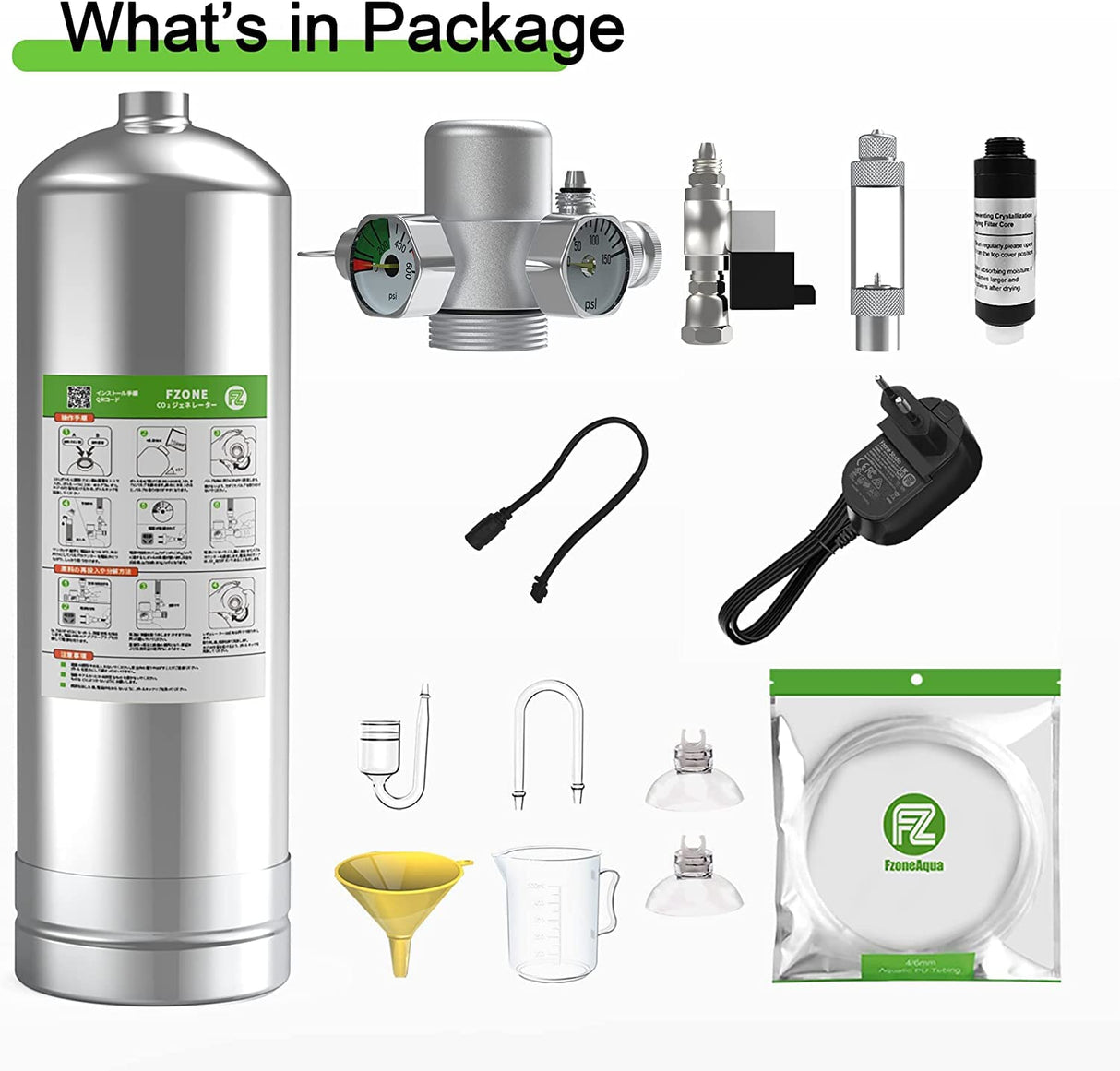 FZONE 5.5L Aquarium CO2 Generator System Carbon Dioxide Reactor Kit with Regulator and Needle Valve for 600-800g Raw Material