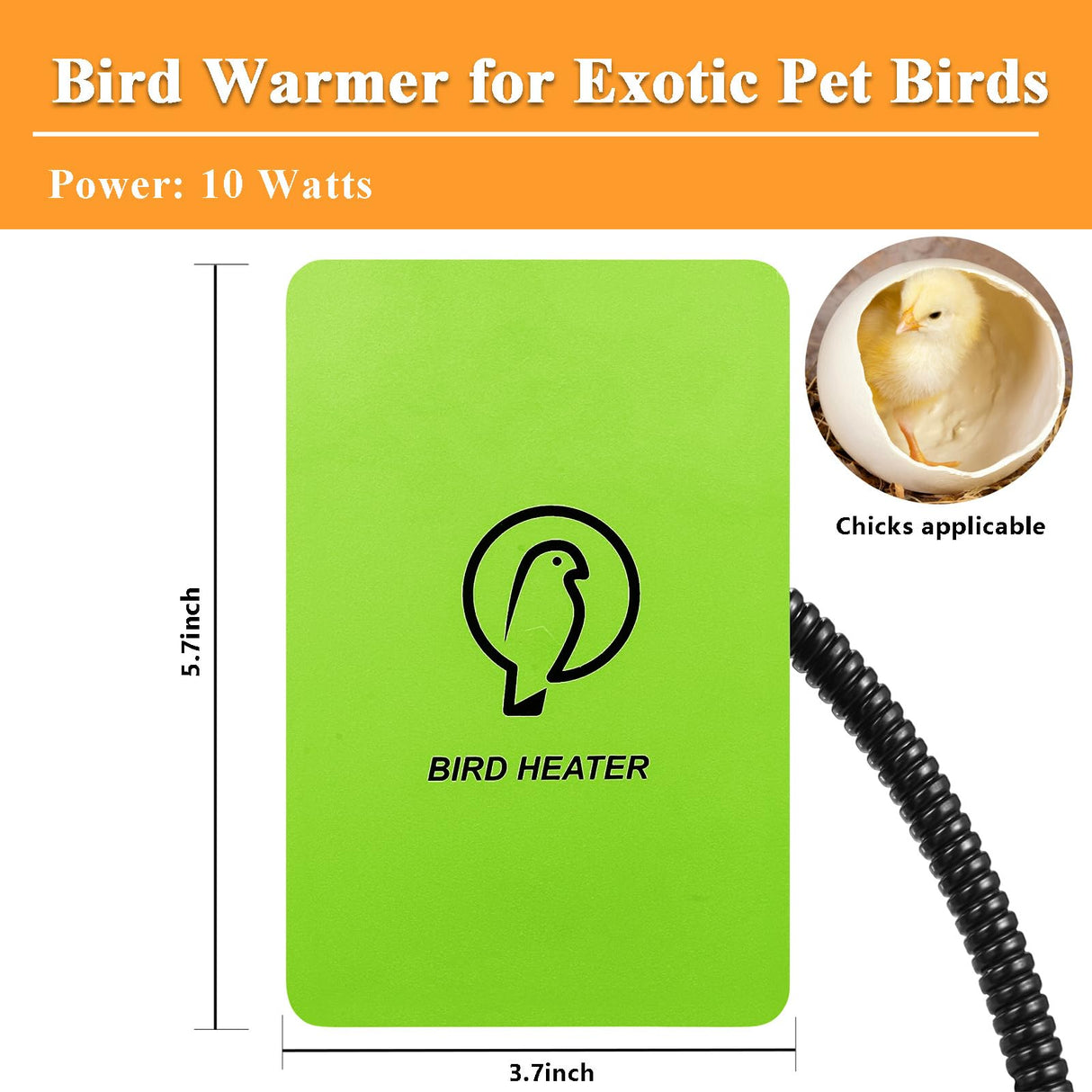 Kokopro Bird Heater for Cage - Snuggle Up Bird Warmer for Exotic Pet Birds, 10W African Grey, Parakeets, Parrots, (3.7"x5.7")