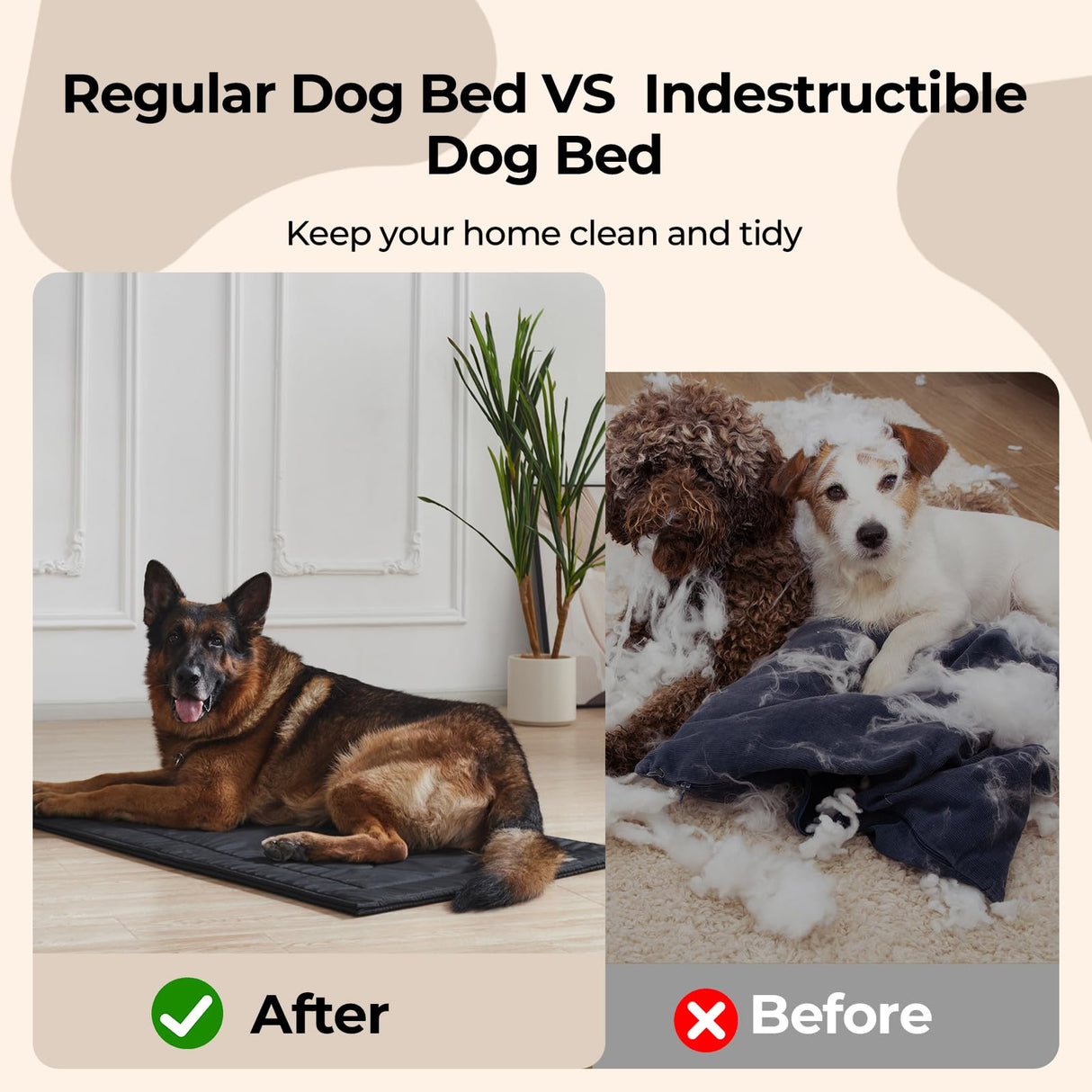 Couzssyhi Chew Proof Dog Crate Pad - Indestructible Durable Dog Bed for Aggressive Chewers, Machine Washable & Waterproof Indoor Outdoor Tough Kennel Pad for Medium Dogs (Medium (22"x35"))