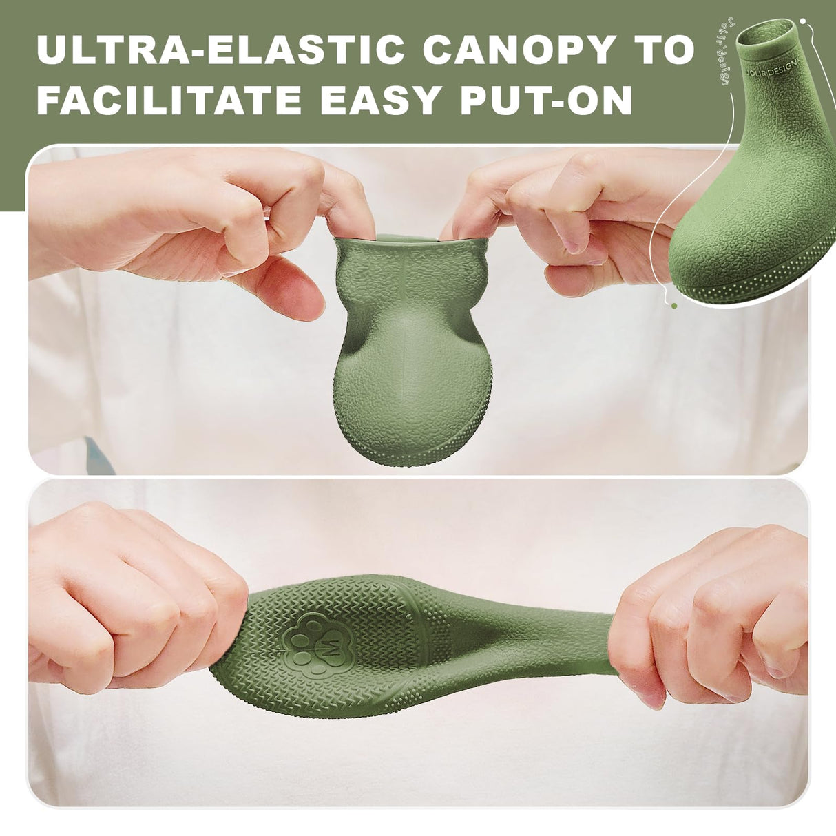 Dog Boots for Hot Pavement & Cold Weather – Ultra-Elastic Silicone, Easy On/Off Dog Shoes for Protects Paws & Prevents Licking, High Grip Non-Slip Dog Booties for Beach & Snow (Green, Small)