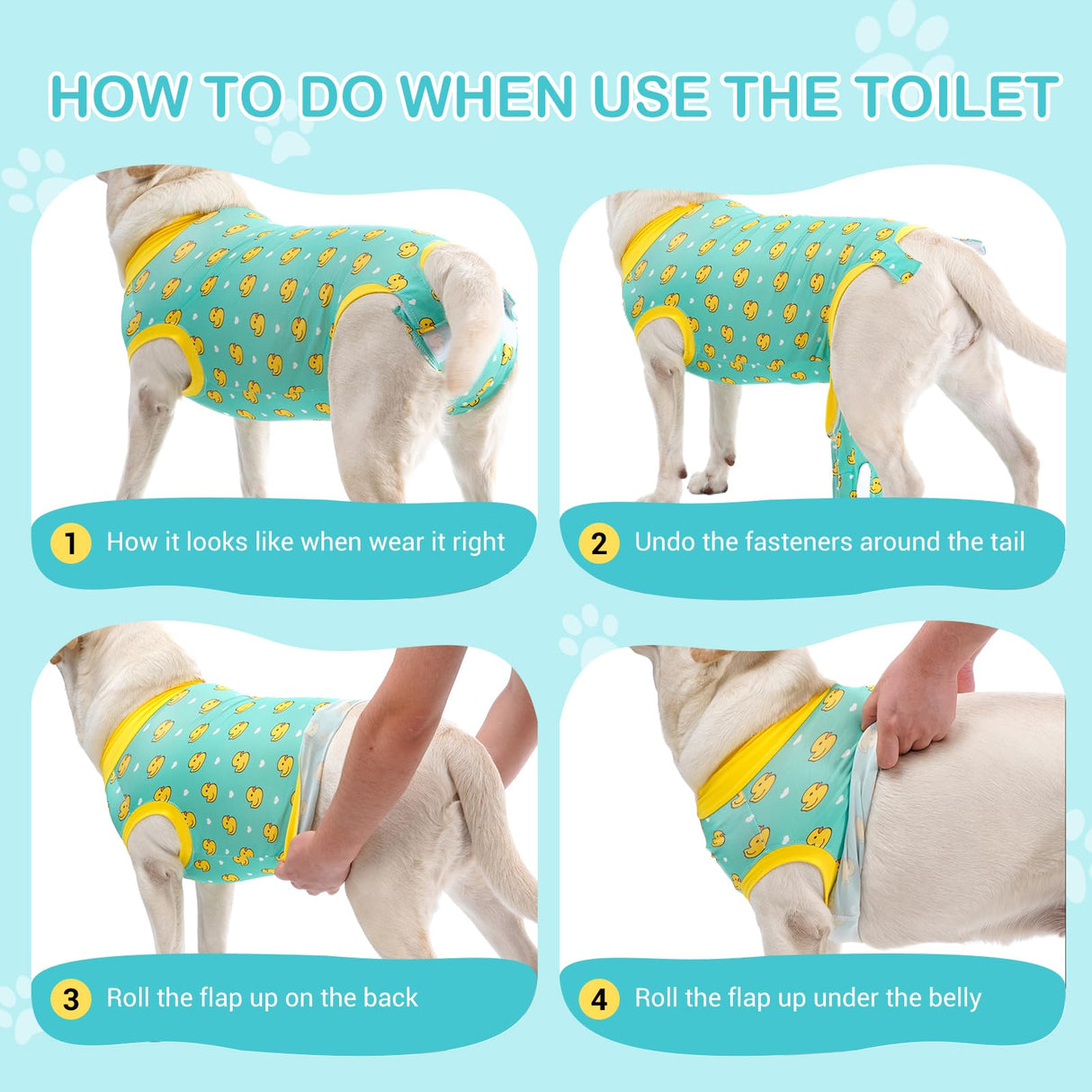 Avont Dog Recovery Suit, Surgery Shirt for Female Spay Male Neuter Skin Conditions, Surgical Onesie Bodysuit Prevent Licking Dog E Collar Cone Alternative -Duck (XL)