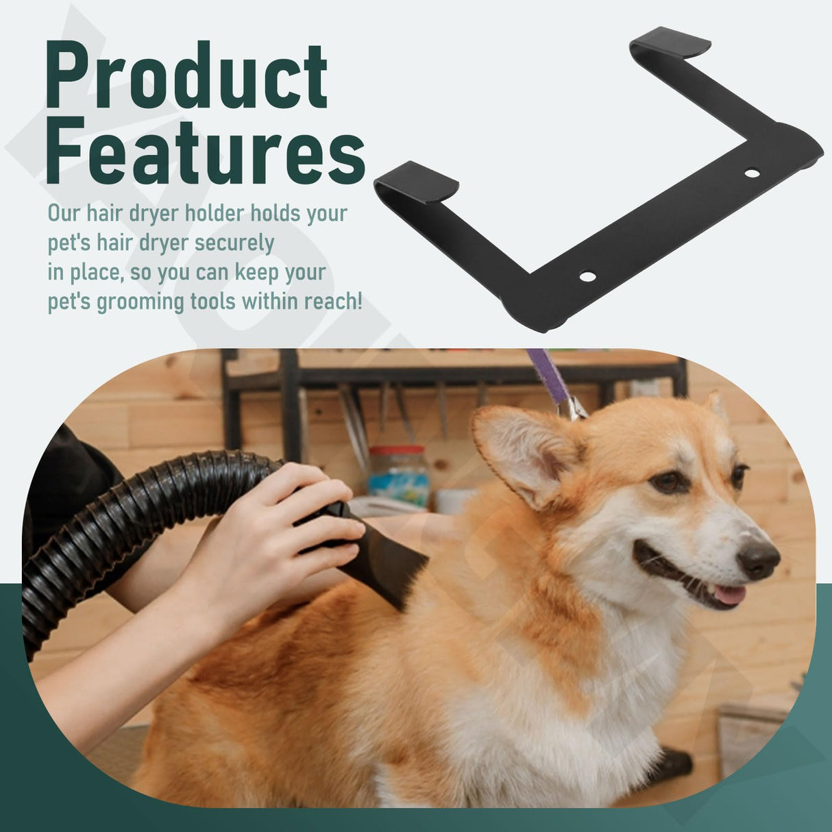 YAQINGMY Dryer Wall Mount Bracket/Heavy Duty Pet Hair Dryer Holder Compatible with K9 Dryers and Dog Grooming Station-DogGrooming Supplies/Accessories (Black)