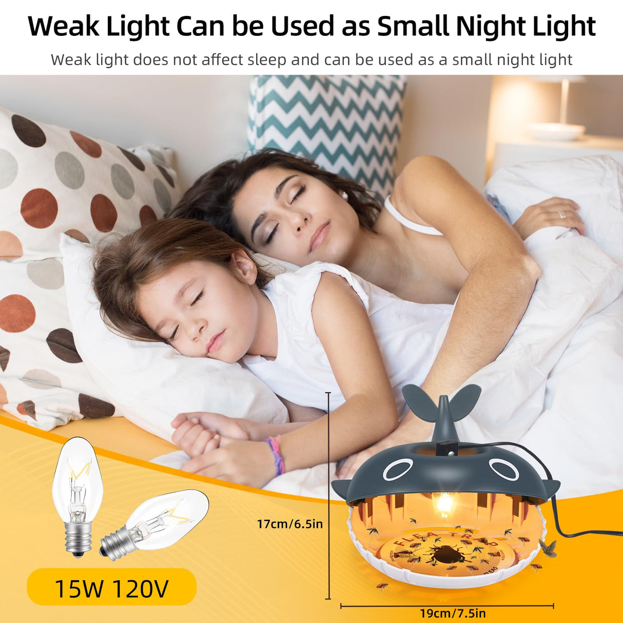 2Pcs Flea Traps for Inside Your Home New Upgrade Flea Trap Indoor with 8 Sticky Disc&6 LED Bulbs&2 Adjustable Electric Wires Pet&Kid Safe,Non Toxic&Odorless Flea Catcher Sticky Bed Bug Trap for Home