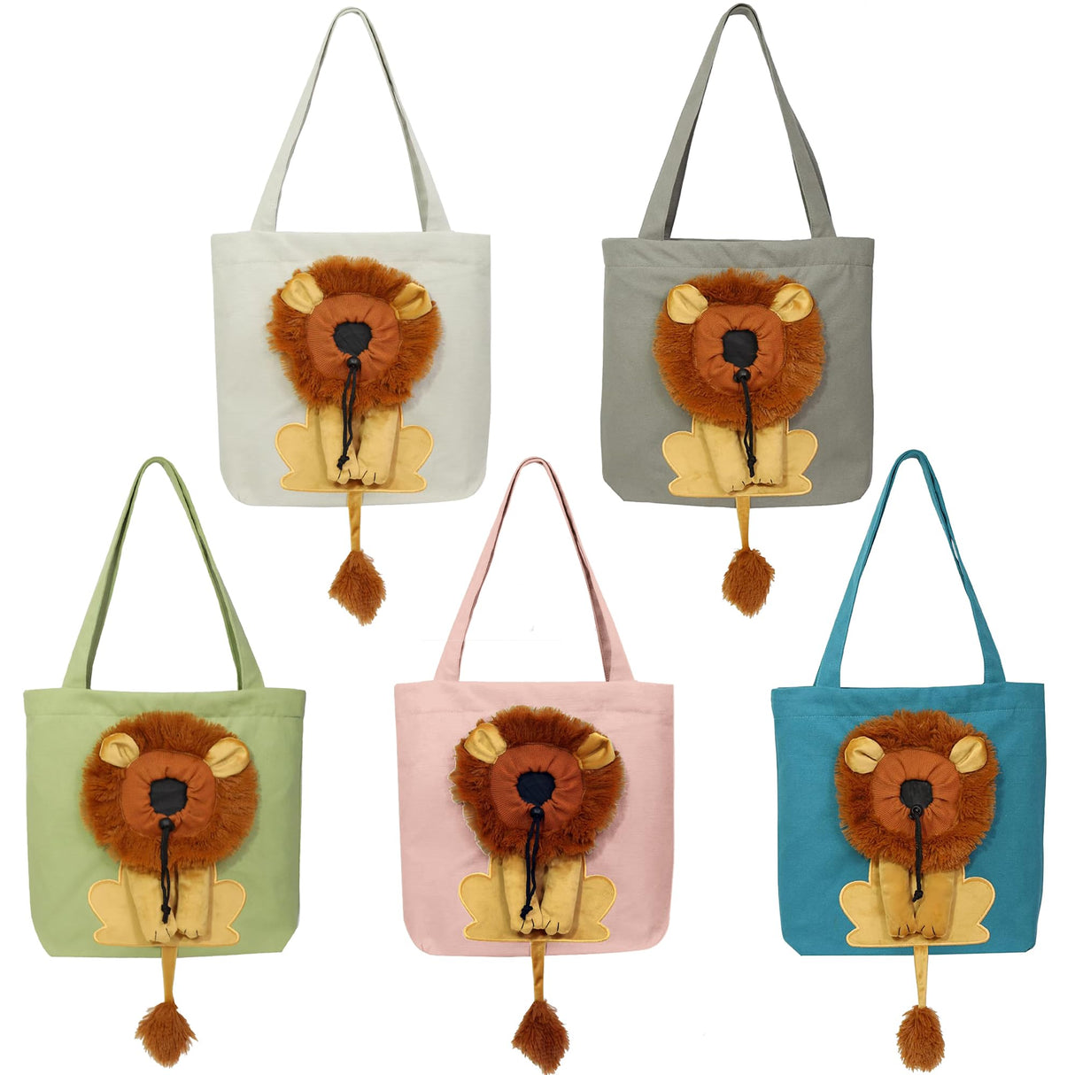 YOOLEETC Lion-Shaped Show Head Pet Canvas Shoulder Bag, Outcrop, Shoulder Bag. (Pink-Large)