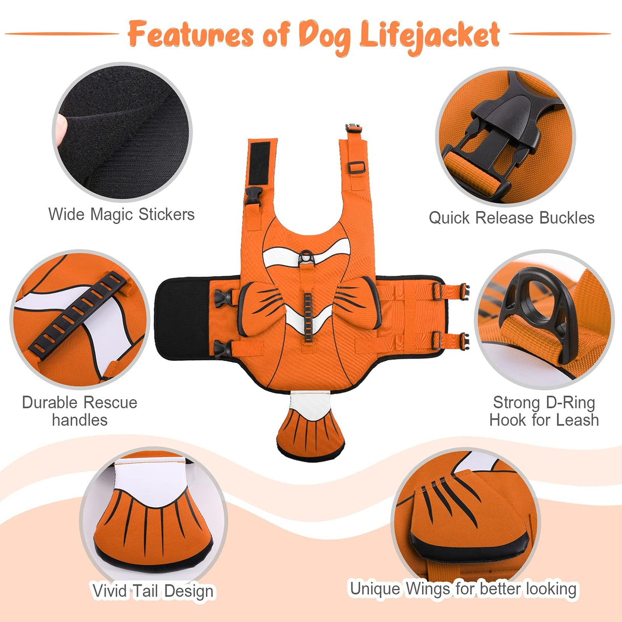 DENTRUN Dog Life Jacket for Small Dogs, Ripstop Adjustable Swim Vest with Rescue Handle, High Visibility Safety Flotation Jacket for Swimming, Boating, Beach, Pool, and Water Activities