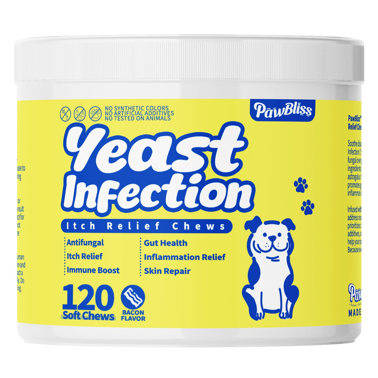 Yeast-Infection-Treatment for Dogs – Soothing Itchy Skin, Ears & Paws – Natural Relief with Omega-3, Collagen, PAU D’Arco & Apple Cider Vinegar – Dog Yeast-Infection Support Chews