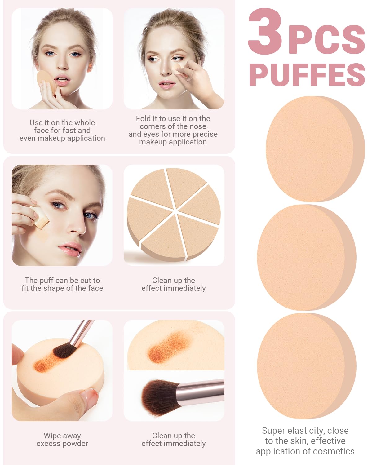 8Pcs Makeup Brushes Set Premium Eyeshadow Brush Professional Angled Eyebrow Brush Lip Brush Eyeshadow Brush Set With 3Pcs Powder Puffs and Pink Case 12 in 1