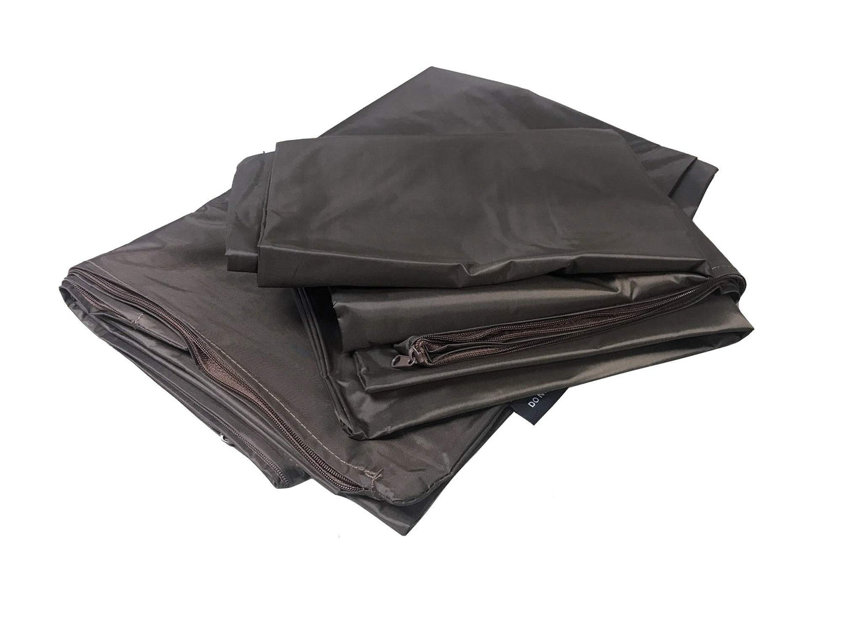 2X Pack Deluxe Brown Taffeta Fabric 100% Washable Waterproof Resistant Replacement Dog Bed Zippered Duvet Case - Covers ONLY (55x47x4 (58x51) Inches)