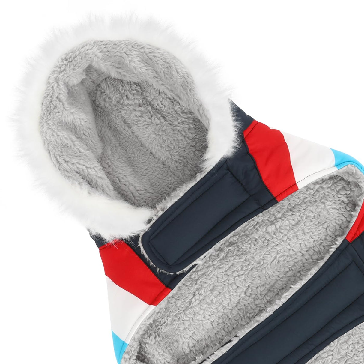 HDE Dog Puffer Jacket Fleece Lined Warm Dog Parka Winter Coat with Harness Hole Patriotic - L