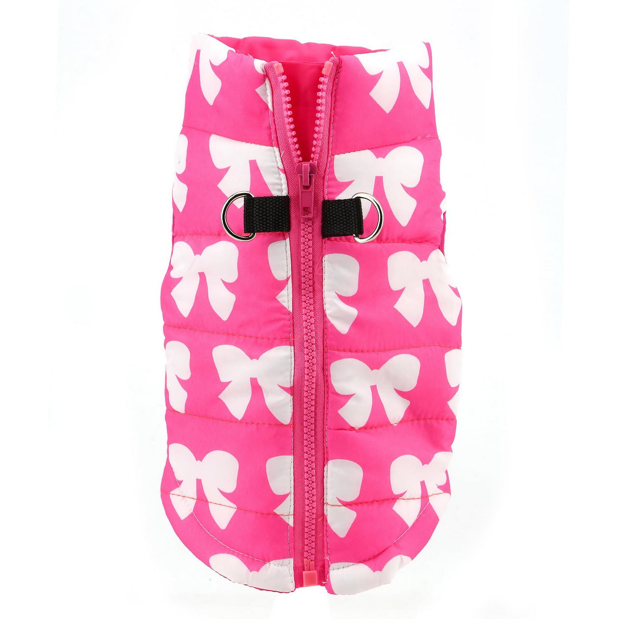 SMALLLEE_LUCKY_STORE Pet Water Resistant Winter Jacket Vest with D-Ring for Small Dog Cat Zip-up Padded Puppy Coat Chihuahua Yorkie Kitten Warm Clothes, Hot-Pink, XL