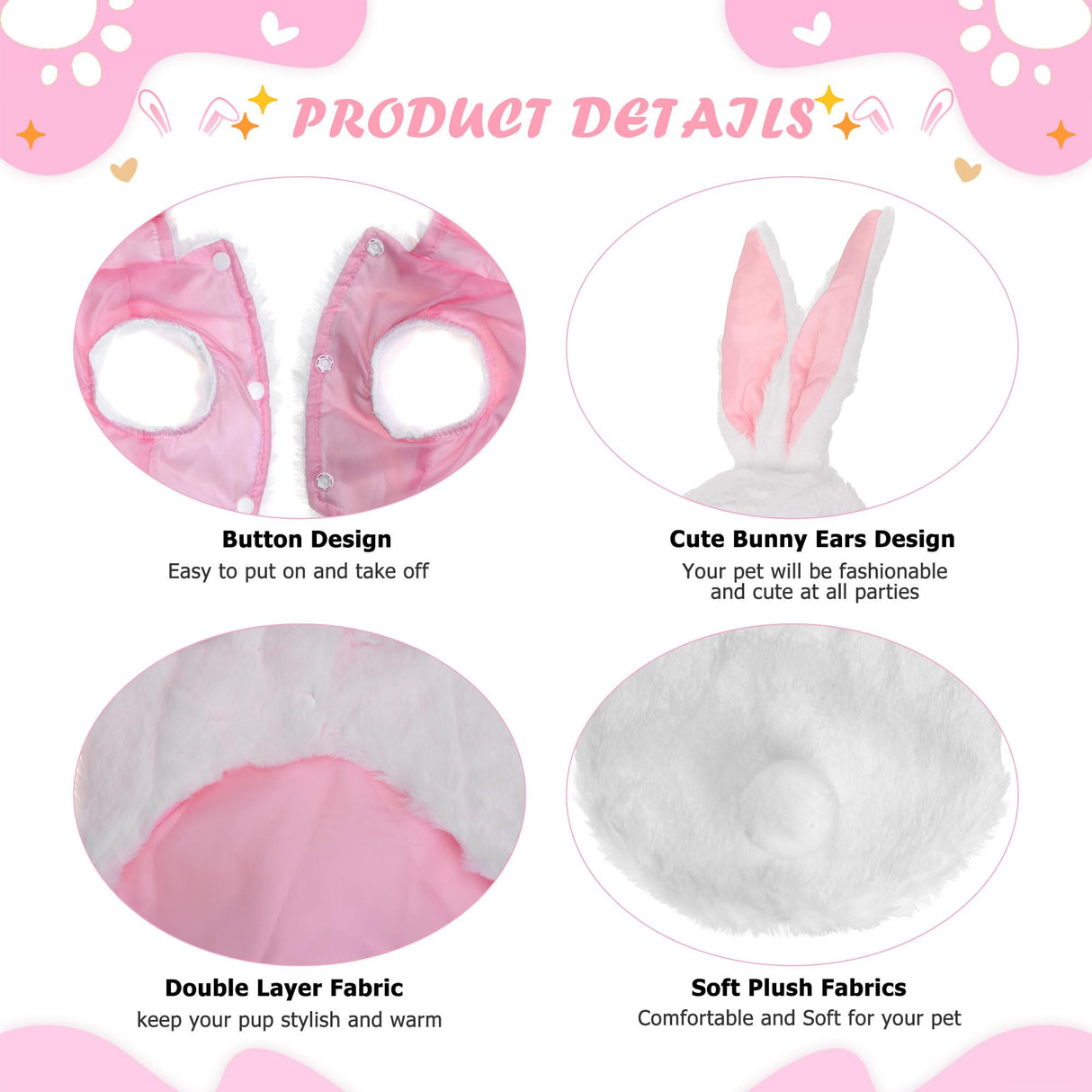 Yoption Dog Cat Bunny Costumes, Funny Rabbit Cosplay Dog Cat Pet Halloween Christmas Easter Hoodie Clothes Party Costume Outfits (L)