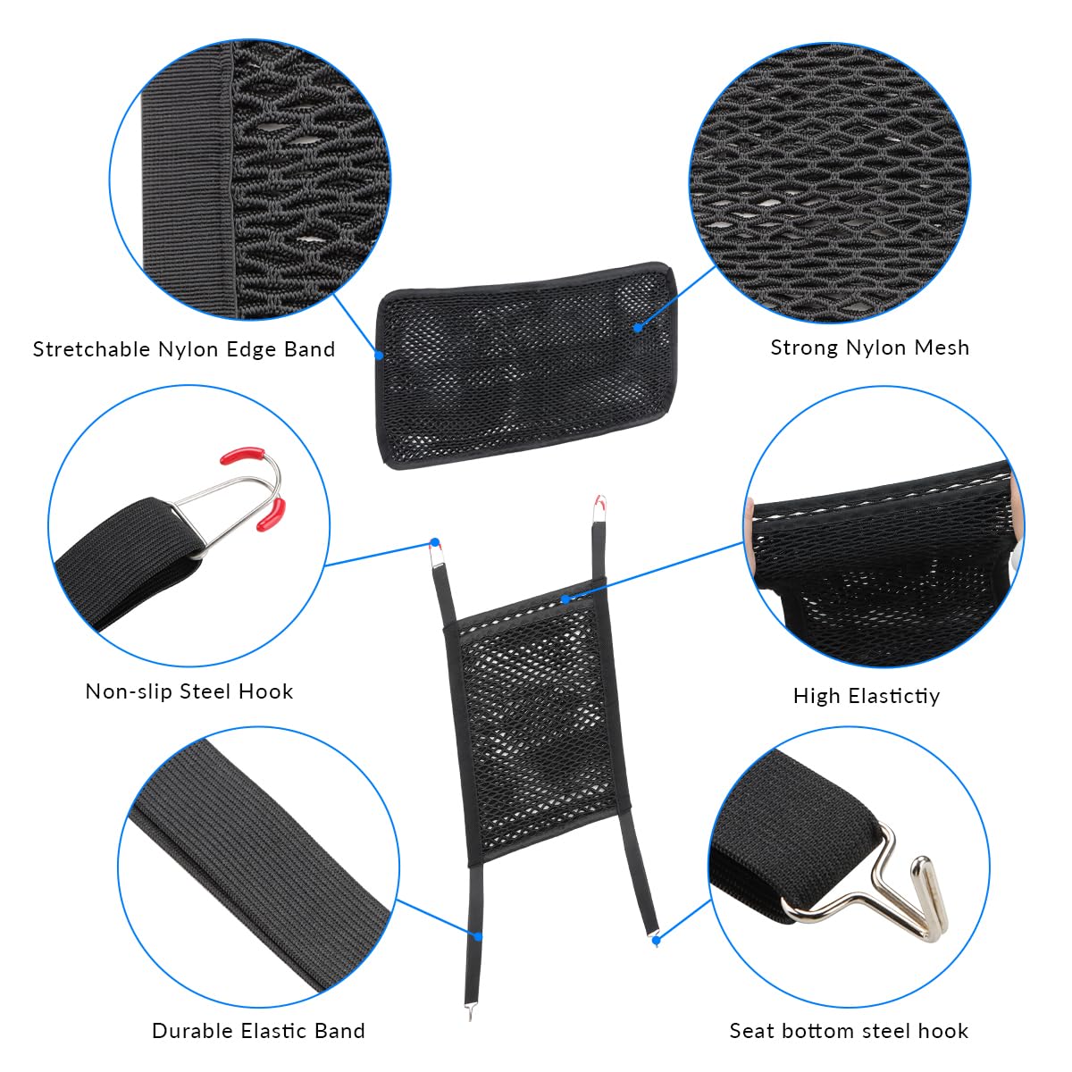 LITTOU Car Dog Barrier Net Car Mesh Organizer Back Seat Divider for Dog Easy Install 2 Pieces (for Split Seats)
