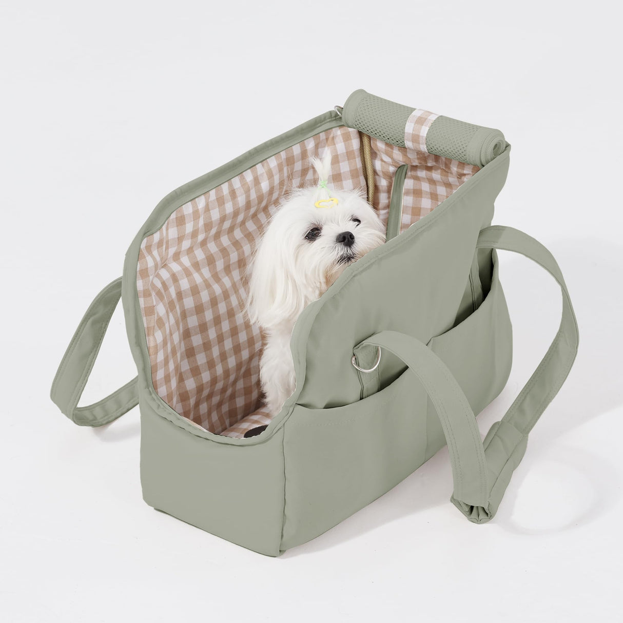 Pet Dog Casual Crossbody Bag, Hands-Free One Shoulder Soft Edged Pet Bag, Fully Open Sunroof Cover with Mesh Window and Large Front Pocket, Pet Carrier Purse for Small Dog Cat(Can Hold 10 Pounds)