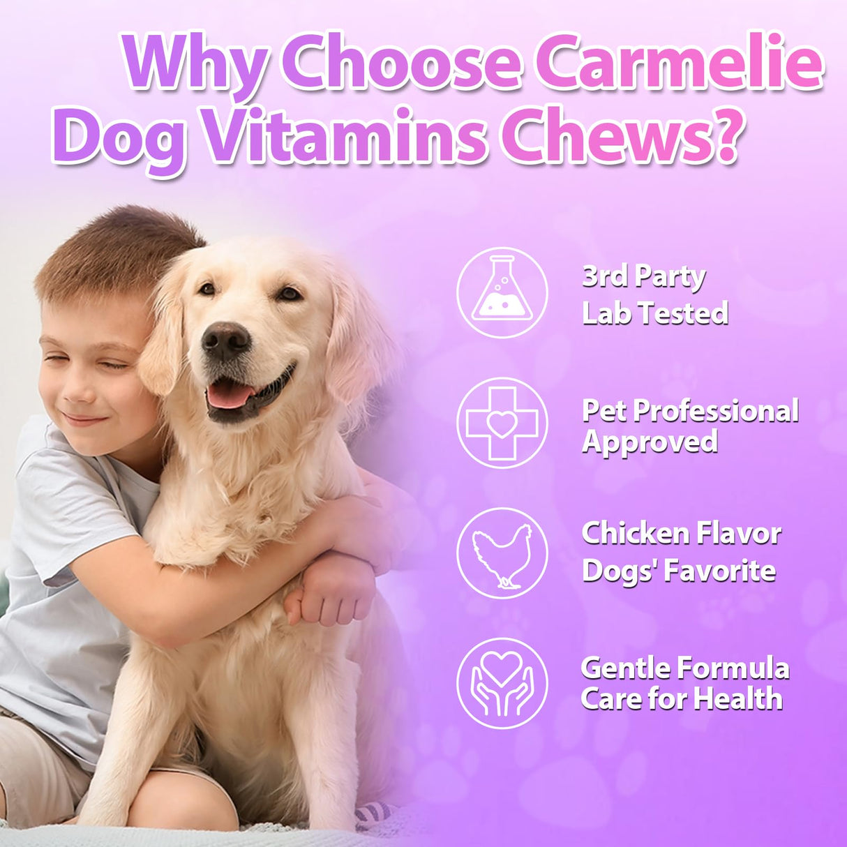 Carmelie Dog Vitamins, 24 in 1 Dog Vitamins and Supplements 200 Chews with Glucosamine Probiotics Omega-3 Dog Multivitamins Chewable for Hip & Joint, Skin & Coat, Immune Health, Digestive (Chicken)