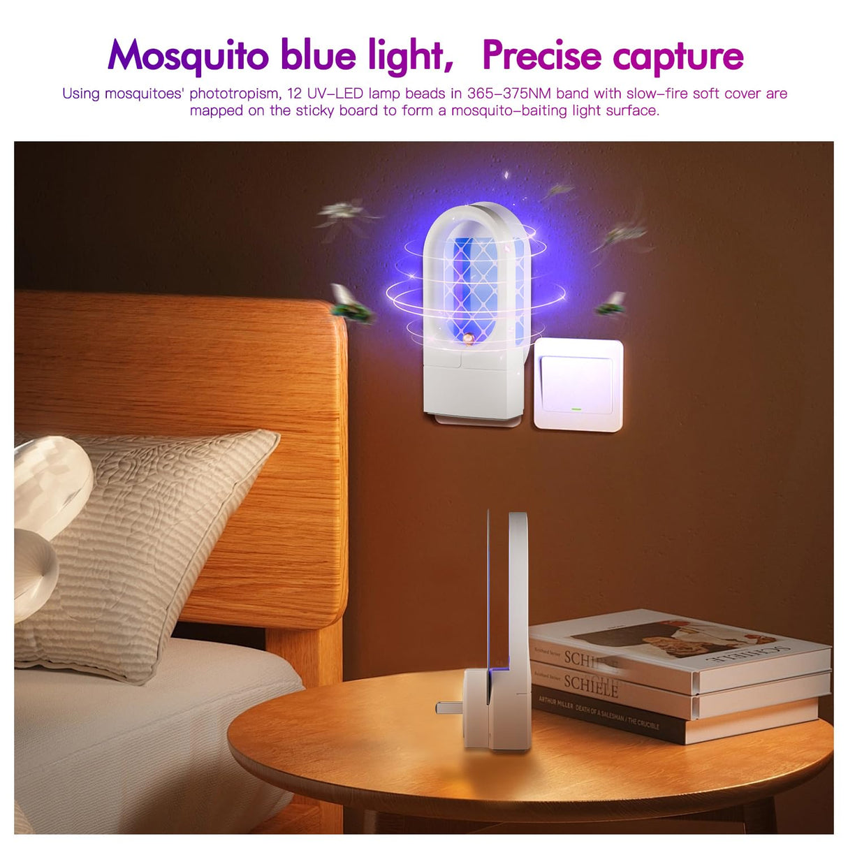 Flying Insect Trap 20PCS Glue Boards - Mosquito Killer Indoor - Gnat, Moth, Fruit Flies, Fly Traps - Attractant Catcher with UV LED Light and Plug in - Bug Zapper for Indoors, Home, Office - 2 PCS