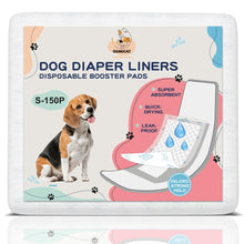 Load image into Gallery viewer, OOMICAT Dog Diapers Liners, 150 Ct, Super Absorbent Booster Pads for Male Dog Wraps and Female Dog Diapers, Lnnovative Hook-and-Loop Tape Design, Super-fit & No Shifting, Small Dog Diaper Pads