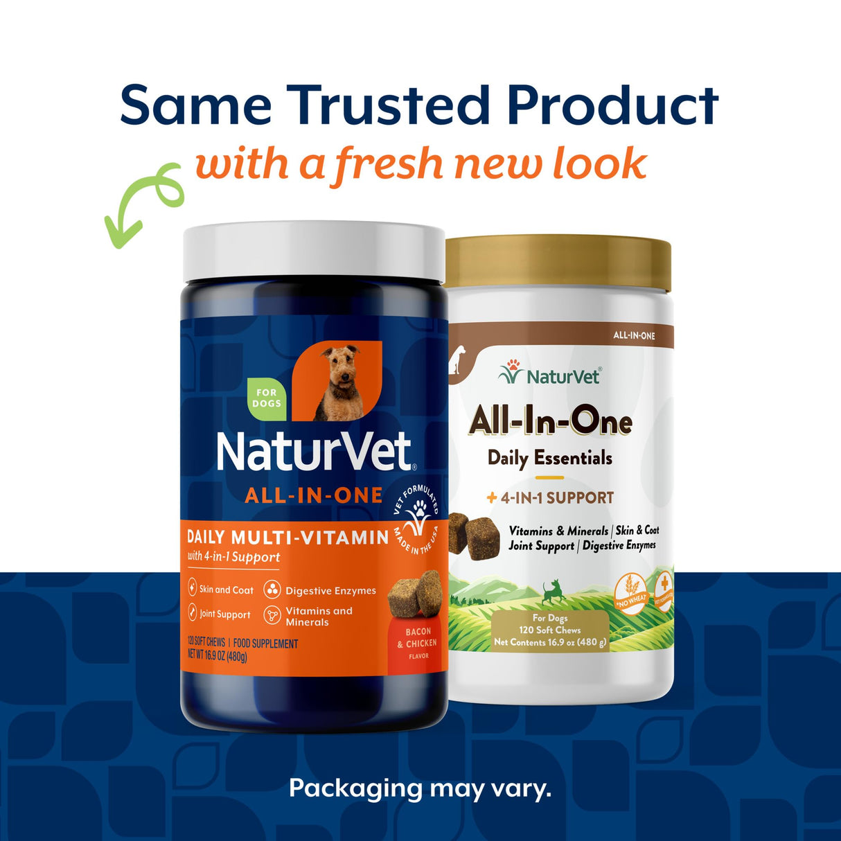 NaturVet All-in-One Dog Supplement - for Joint Support, Digestion, Skin, Coat Care – Dog Multivitamins with Minerals, Omega-3, 6, 9 – Wheat-Free Vitamins for Dogs – 120 Soft Chews