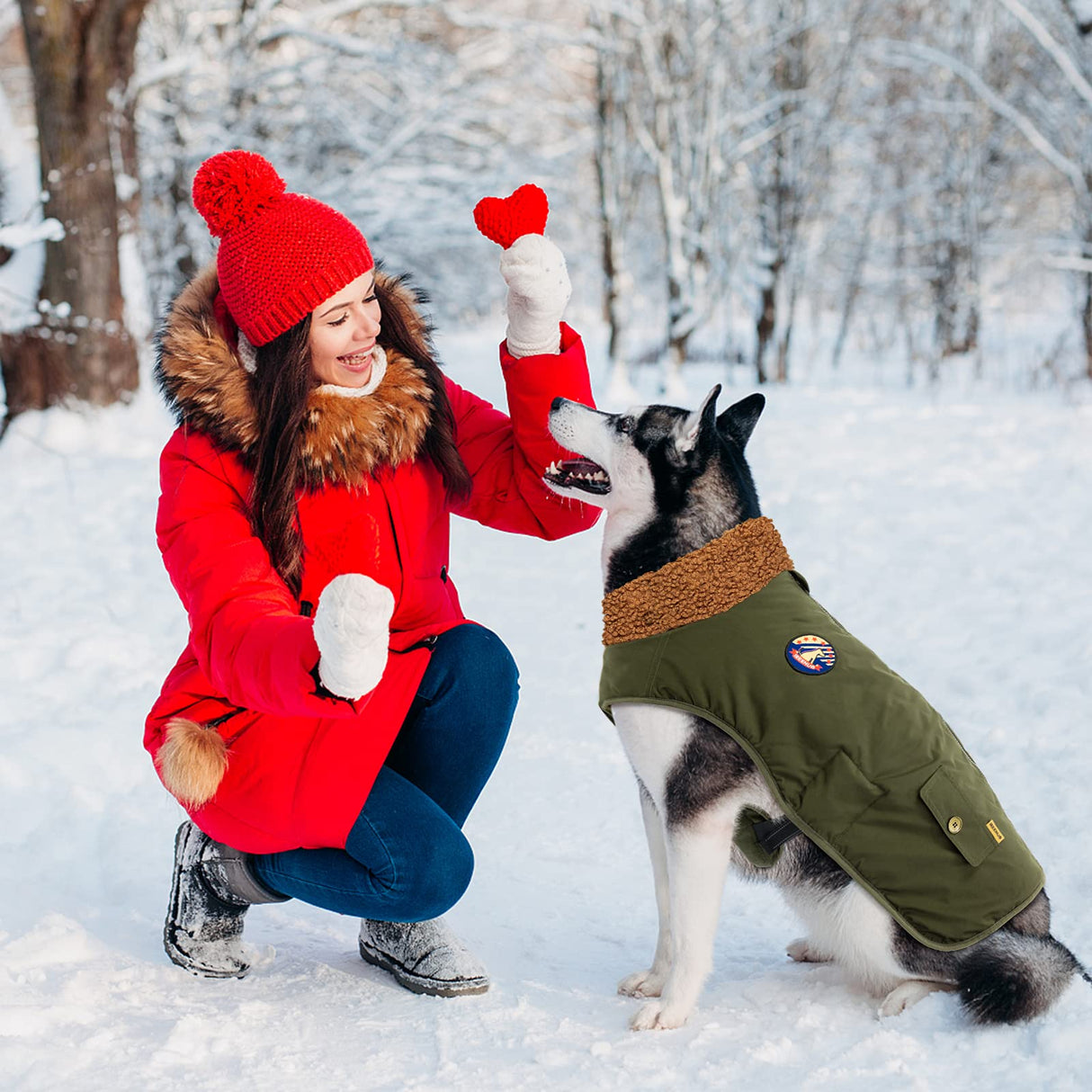 IREENUO Waterproof Dog Coat, Dog Clothing with Adjustable Buckle for Medium and Large Dogs, Winter Dog Coat, L