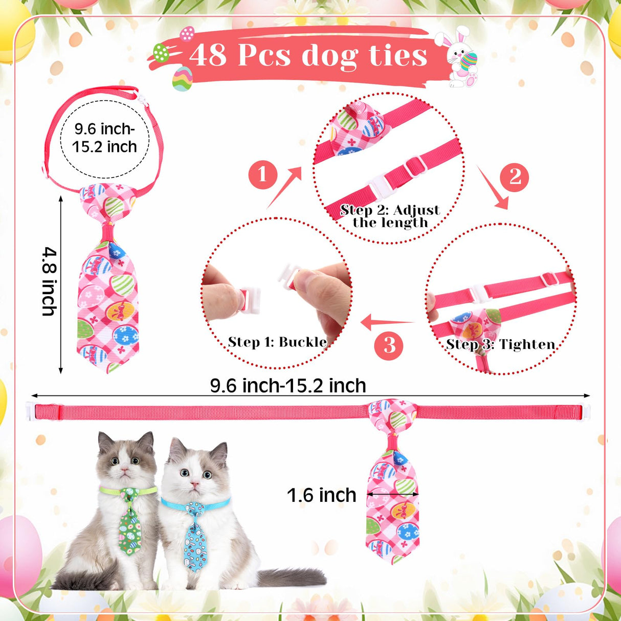 Reginary 108 Pcs Easter Dog Bandanas Bulk Neck Ties Set Pet Triangle Scarf Bibs Adjustable Washable Kerchief Bibs Dog Tie Costume Accessories for Medium Small Pet Holiday Birthday Gift Favor