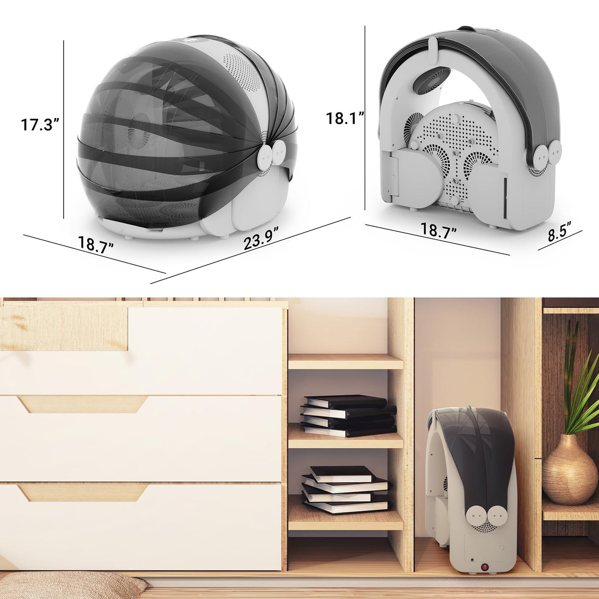 iPettie Automatic Hair Dryer Box for Cats and Small Dogs, Foldable and Large Capacity, 8 High-Velocity Fans, 360° Airflow, Temperature Control, 4-Speed Settings and Timer, 16 Gallons