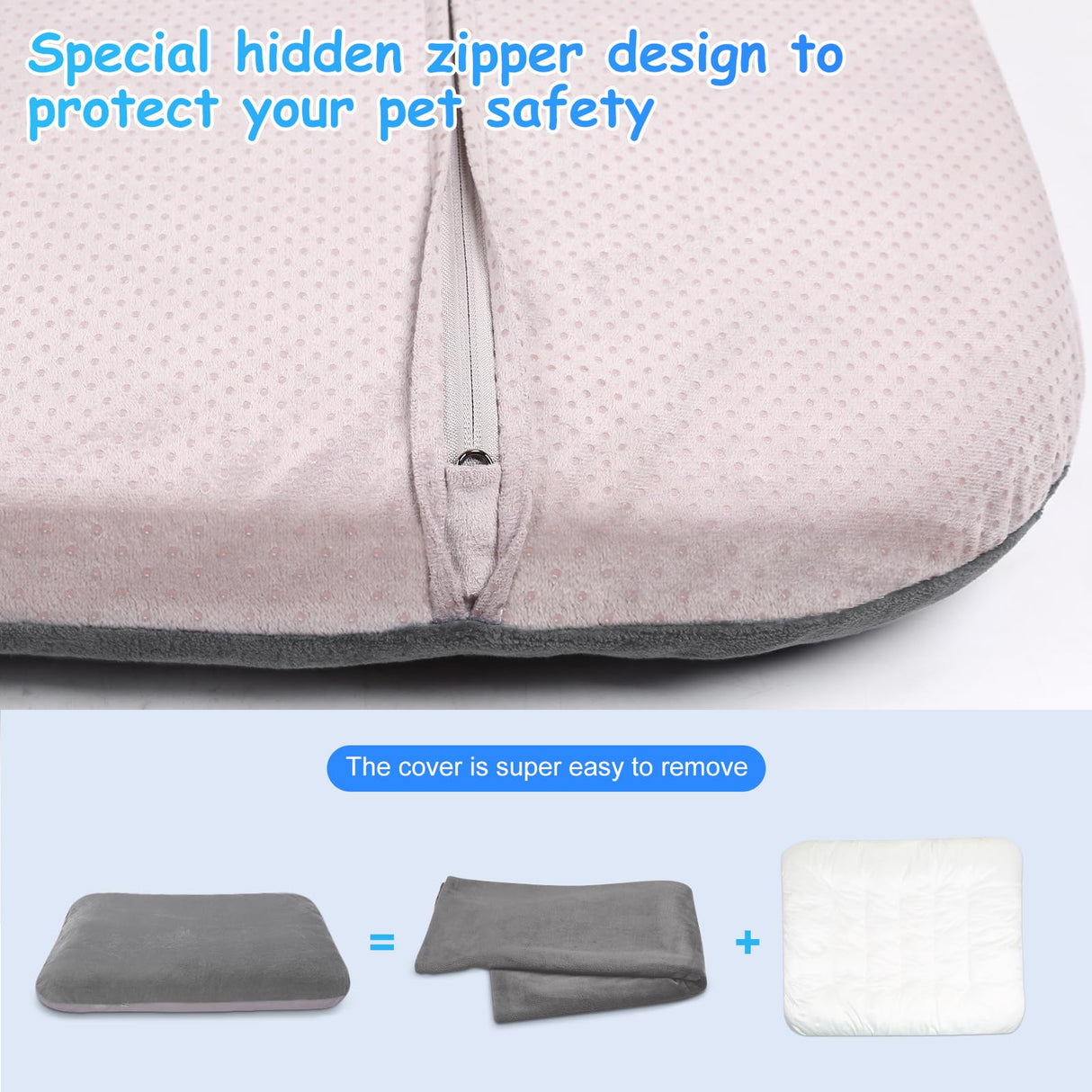 Magic Dog Super Soft Medium Dog Bed, 32 Inches Orthopedic Foam Pet Beds with Anti Slip Bottom, Dog Sleeping Mattress with Removable and Washable Cover, Grey M,32'' X 24'' X 3''