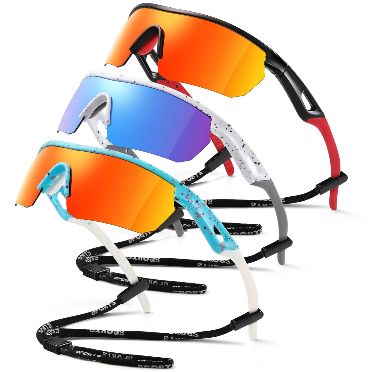 Vcarsian Kids Sunglasses Youth Baseball Sunglasses for Boys Girls 3-12 Polarized Softball Cycling Sports Goggles UV Protection