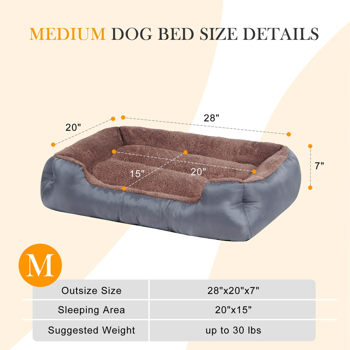 Small Dog Bed, Soft Breathable Dog Bed Machine Washable, Pet Bed with Anti-Slip Bottom