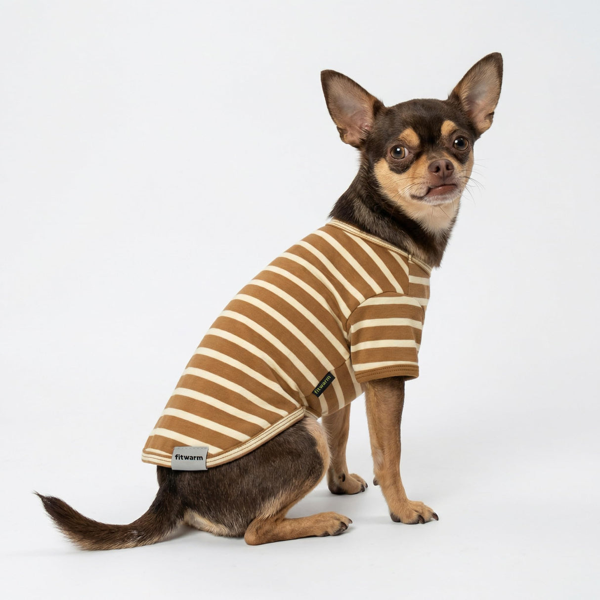 Fitwarm 3 Pack Color Block Striped Dog Shirt, Summer Dog Clothes for Small Dogs, Breathable Lightweight Dog Tshirt, Pet Outfit, Navy Blue, Sea Green, Brown, Small