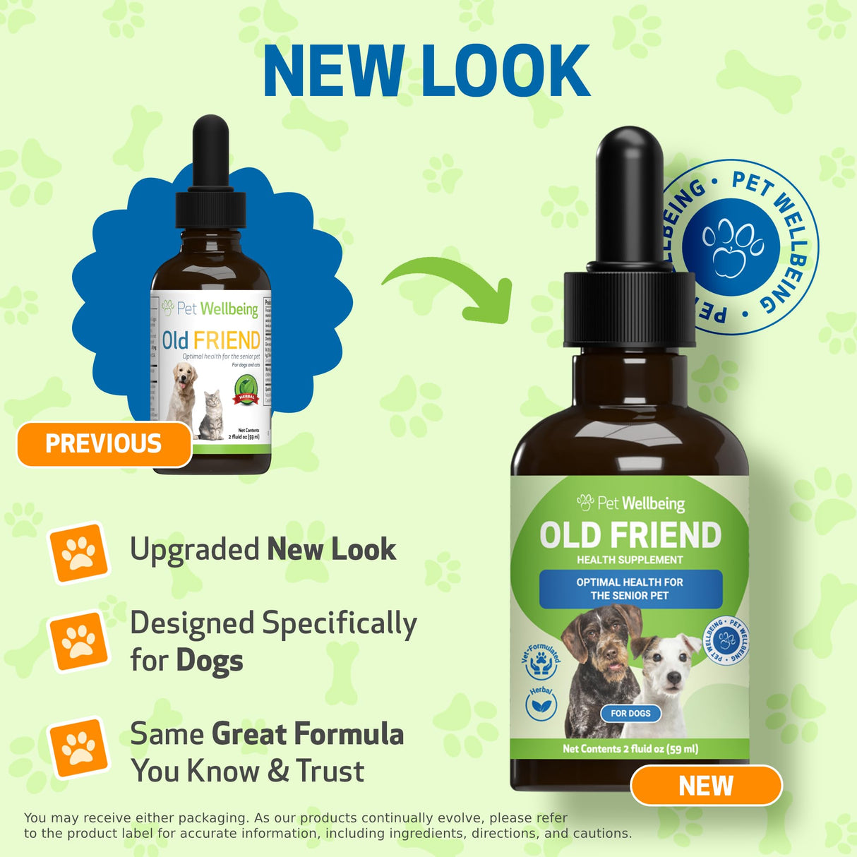 Pet Wellbeing Old Friend for Senior Dogs - Supports Immune System Health, Joint Mobility, Healthy Energy Levels, Alfalfa, Reishi - Veterinarian-Formulated Herbal Supplement 2 oz (59 ml)