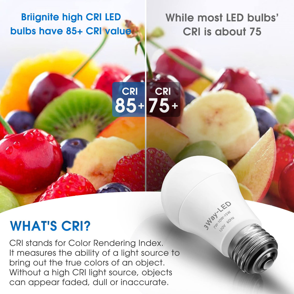LED Light Bulbs, ๐ ๐๐๐ฒ ๐๐๐ ๐๐ข๐ ๐ก๐ญ ๐๐ฎ๐ฅ๐๐ฌ 50 100 150W Equivalent, Briignite 3 Way Light Bulbs, Three Way A19 Light Bulbs E26 Medium Base, Daylight White 5000K, 600lm-1200lm-1600lm, 2Pack