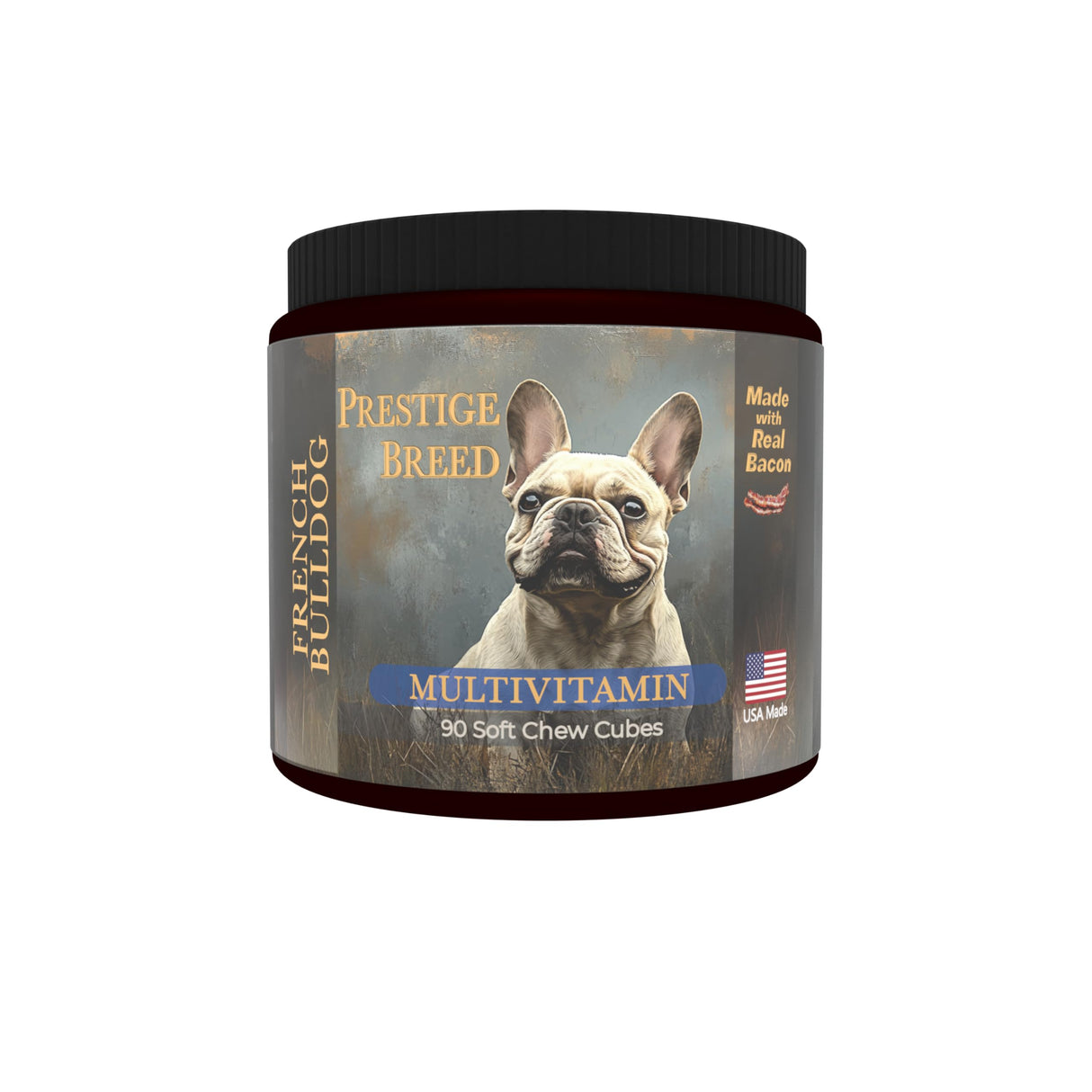 Prestige Breed Multivitamins, Balanced Nutrition for Your French Bulldog, 90 Count, Made in The USA with Real Bacon
