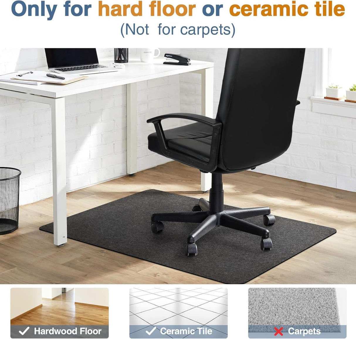 Placoot Desk Chair Mat for Hardwood Floor & Tile 55"x35" Office Chair Mat for Rolling Chairs Large Anti-Slip-Recyclable Material Computer Chair Mat Rug for Office/Home