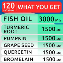 Load image into Gallery viewer, BARK&SPARK Dog Allergy Relief Chews - Anti-Itch Skin & Coat Supplement - Omega 3 Fish Oil - Itchy Skin Relief Treatment Pills - Itching&Paw Licking - Dry Skin&Hot Spots - (120 Immune Treats - Chicken)