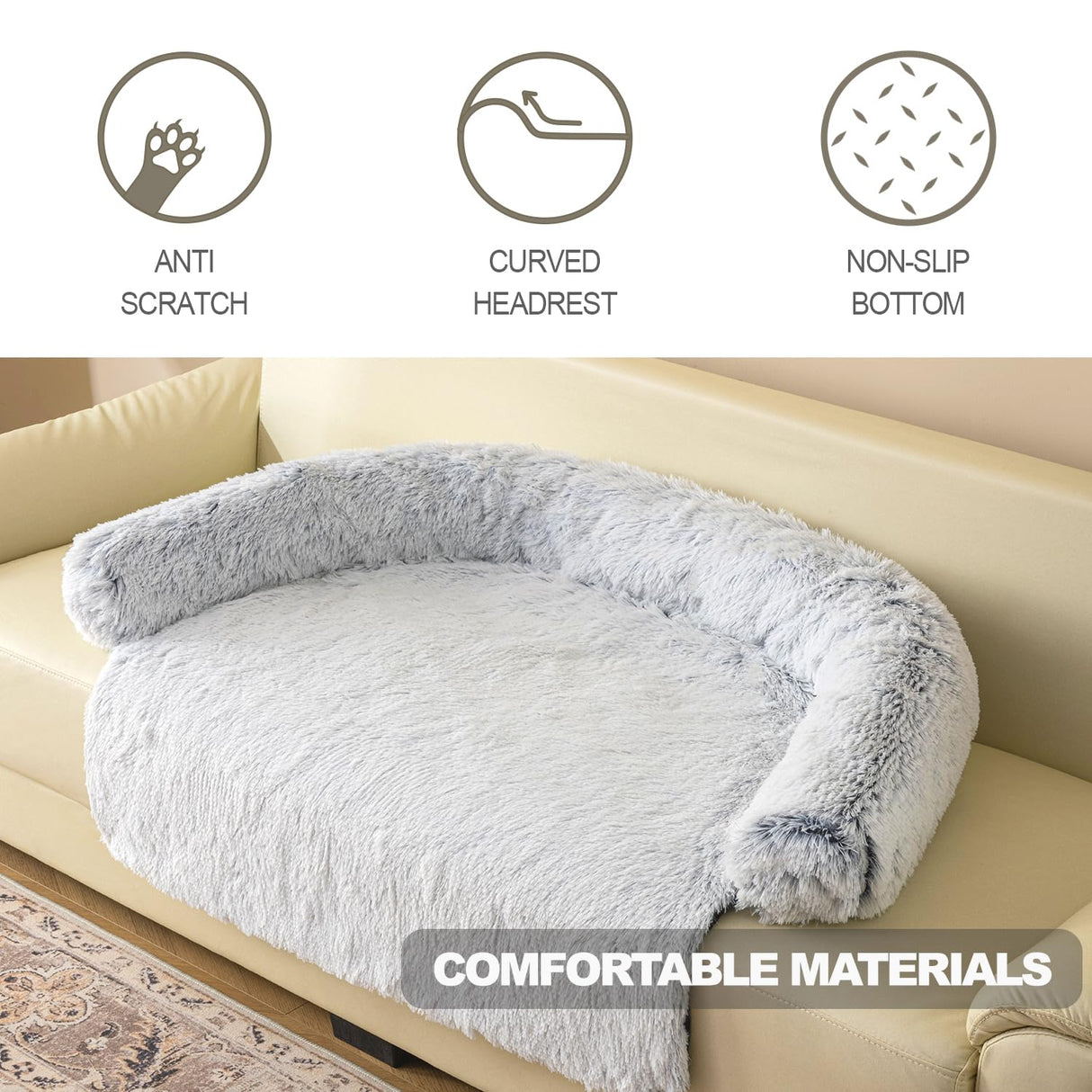 Tinaco Calming Dogs/Cats Bed Mats, Dog Pad Washable Removable Couch Cover, Plush Long Fur Mat for Pets, Waterproof Lining, Perfect for Small, Medium and Large Dogs and Cats (Gradient Gray, 36"x31")