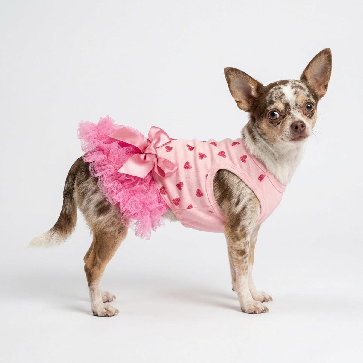 Fitwarm Sparkly Heart Dog Tutu Dress, Birthday Clothes for Small Dogs Girl, Pet Outfit, Light Pink, Hot Pink, Small